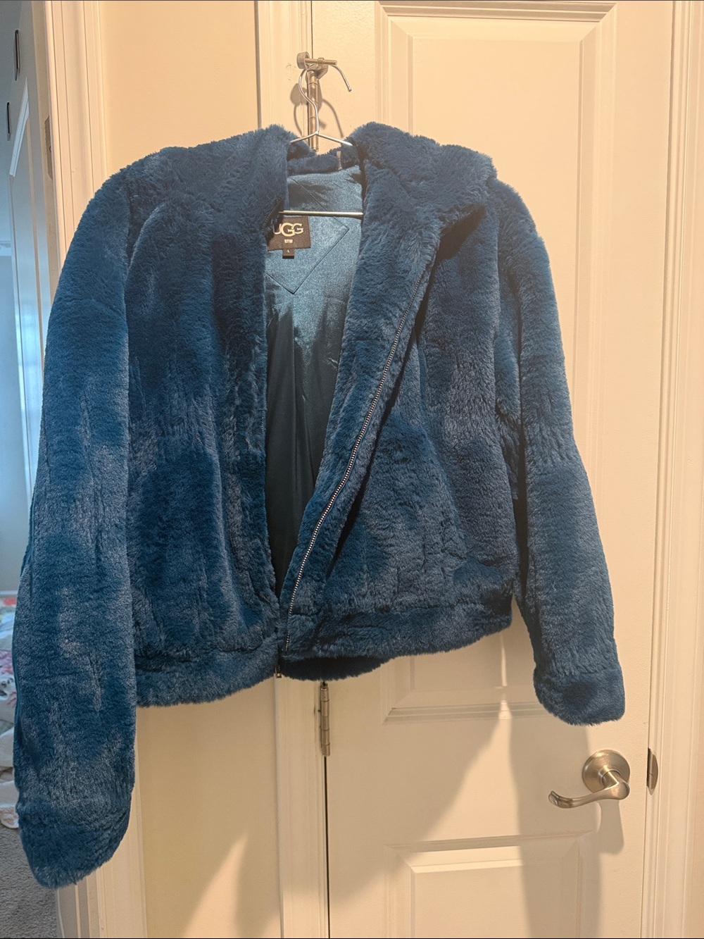UGG Deep Navy Plush Hooded Faux-Fur Jacket